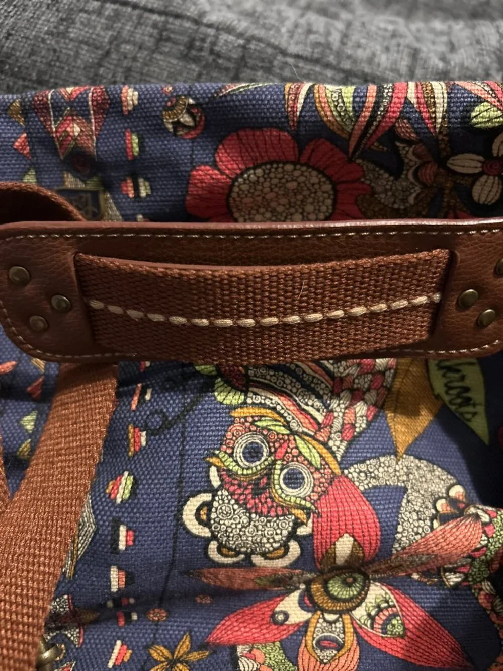 Sakroots Navy Owl and Floral Print Backpack